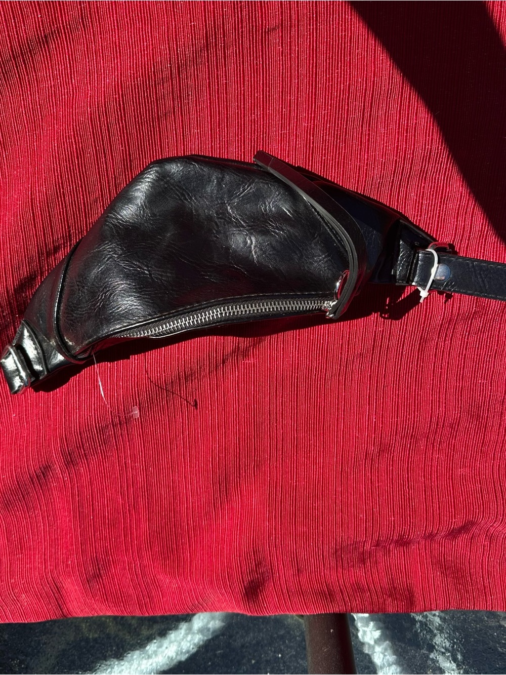 Black Leather Waist Bag / Crossbody Belt Bag